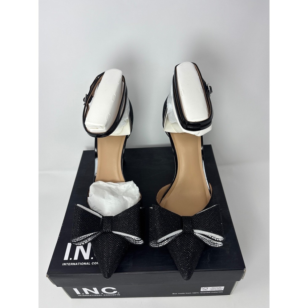 INC International Concepts Womens Saori Bow‎ Ankle-strap Black 4" - Picture 6 of 16
